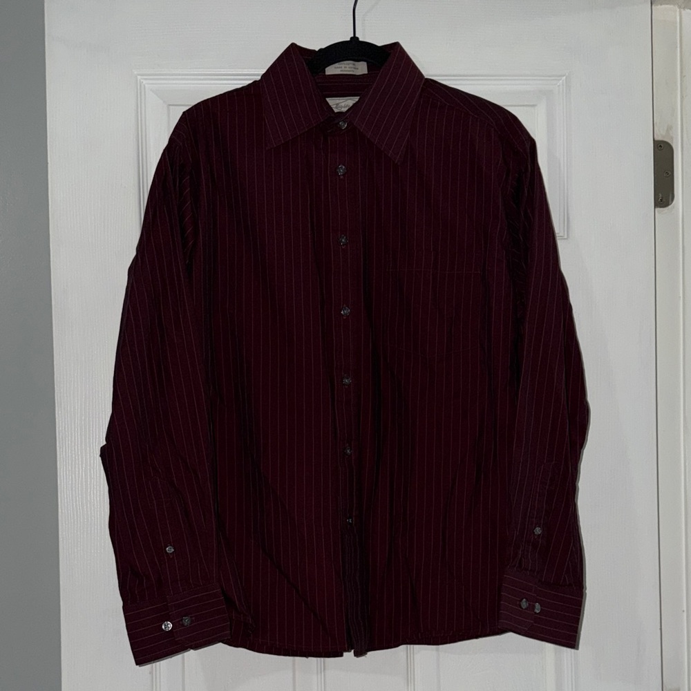 Eighty Eight Men's Dark Red Striped Shirt